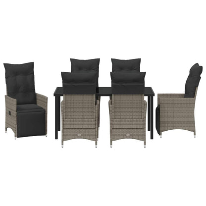 Garten Essgruppe mit Kissen 7 pcs Grau Poly Rattan