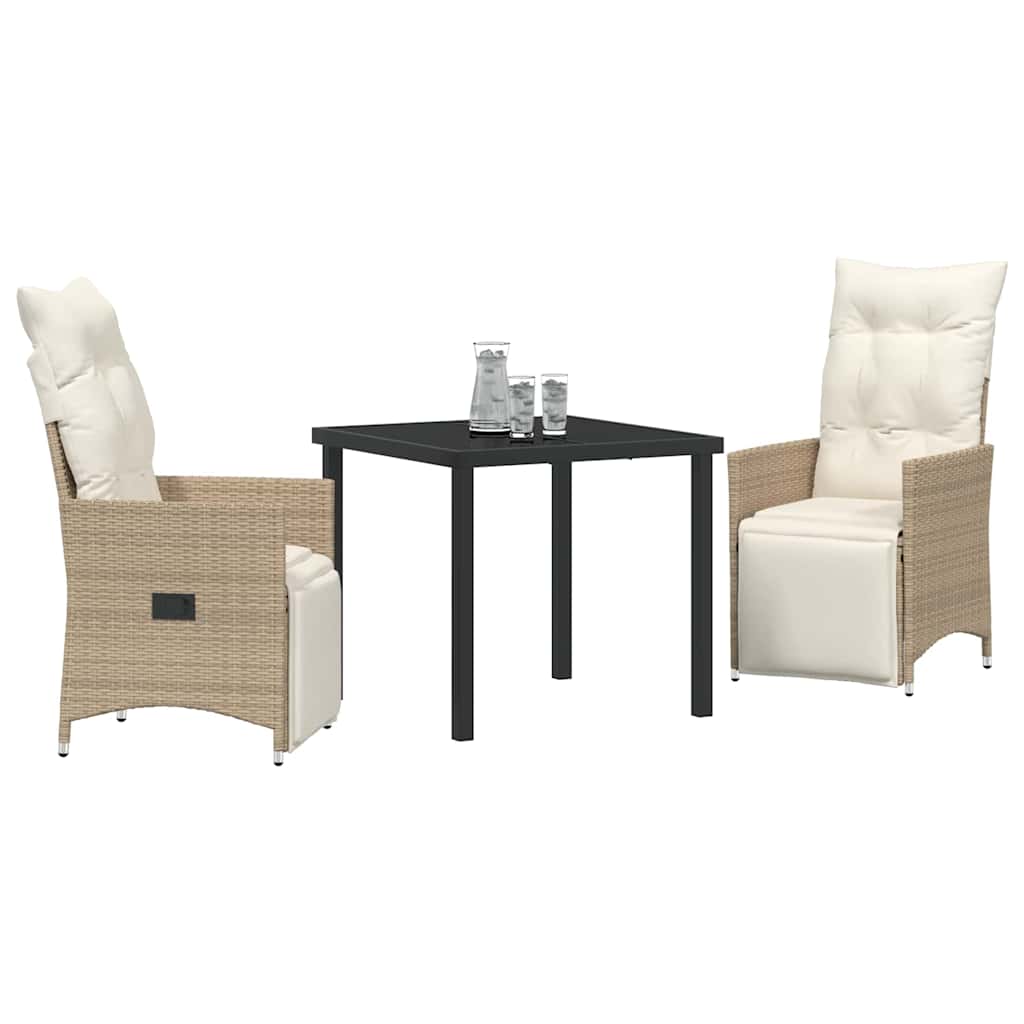 Garten Essgruppe mit Kissen 3 pcs Beige Poly Rattan