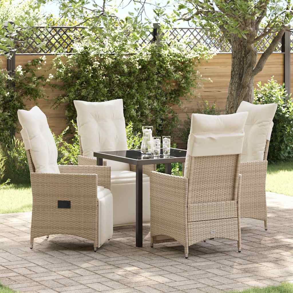 Garten Essgruppe mit Kissen 5 pcs Beige Poly Rattan