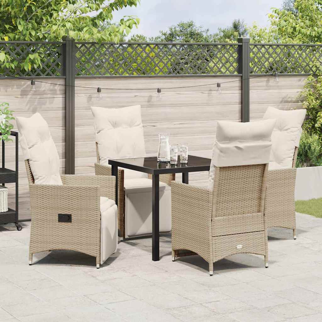 Garten Essgruppe mit Kissen 5 pcs Beige Poly Rattan