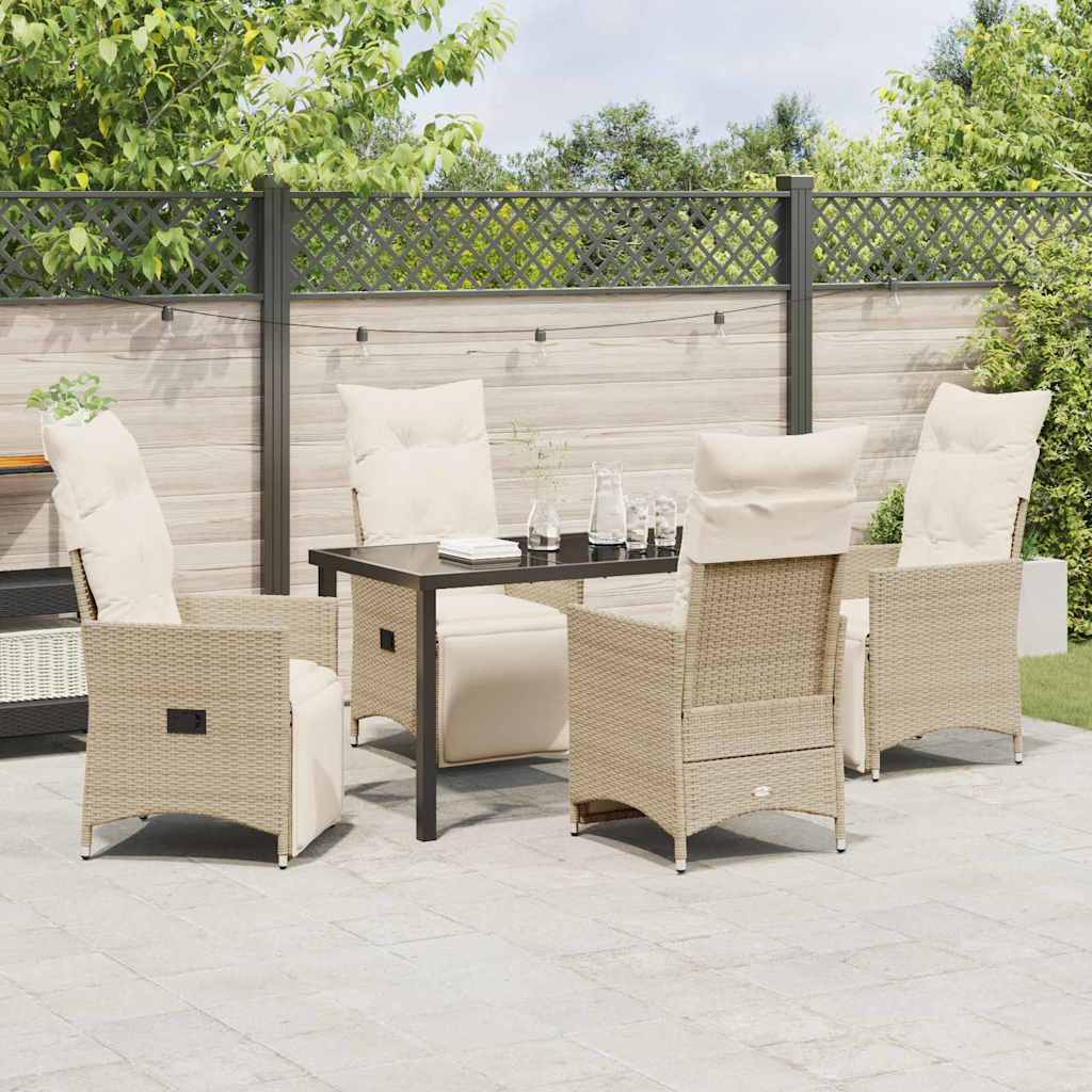 Garten Essgruppe mit Kissen 5 pcs Beige Poly Rattan