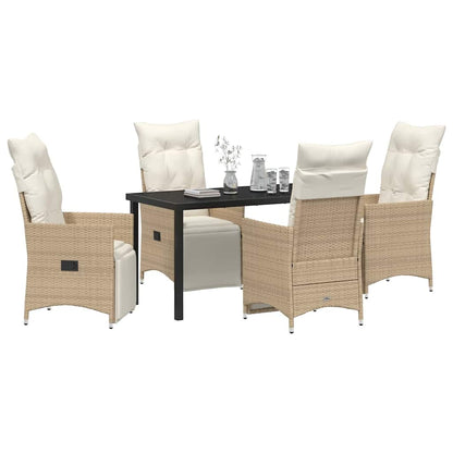 Garten Essgruppe mit Kissen 5 pcs Beige Poly Rattan