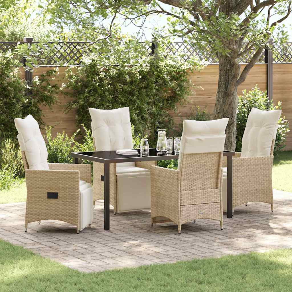 Garten Essgruppe mit Kissen 5 pcs Beige Poly Rattan