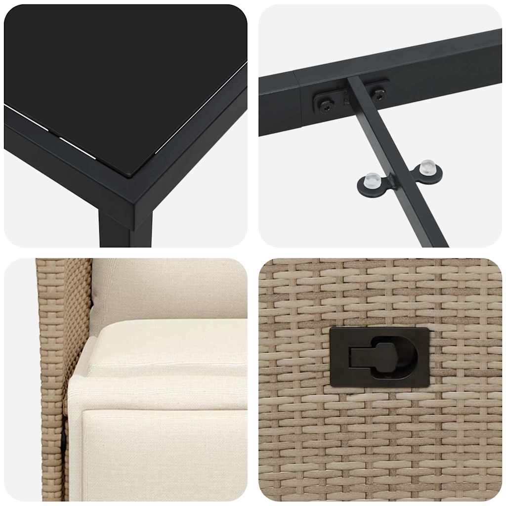 Garten Essgruppe mit Kissen 7 pcs Beige Poly Rattan