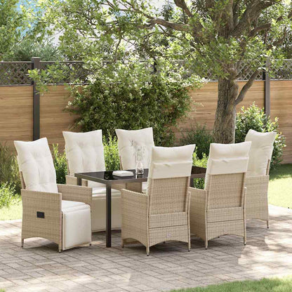 Garten Essgruppe mit Kissen 7 pcs Beige Poly Rattan