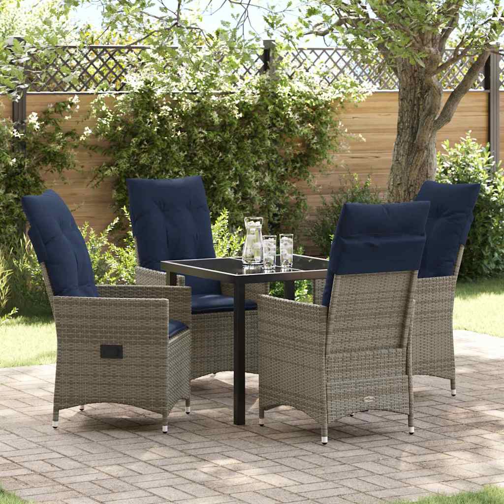 Garten Essgruppe 5 pcs Grau Poly-Rattan