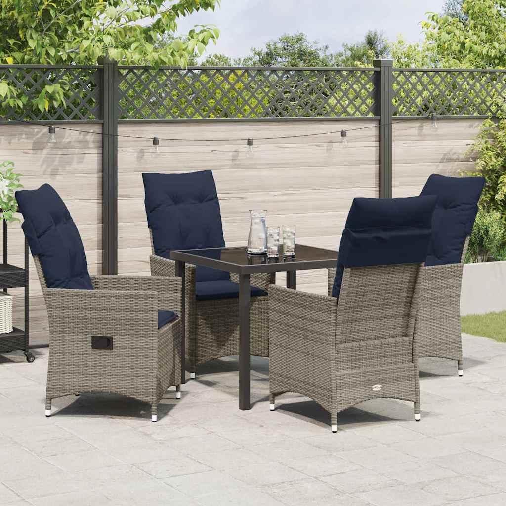 Garten Essgruppe 5 pcs Grau Poly-Rattan