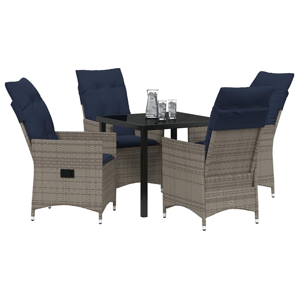 Garten Essgruppe 5 pcs Grau Poly-Rattan