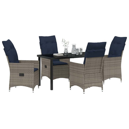 Garten Essgruppe 5 pcs Grau Poly-Rattan