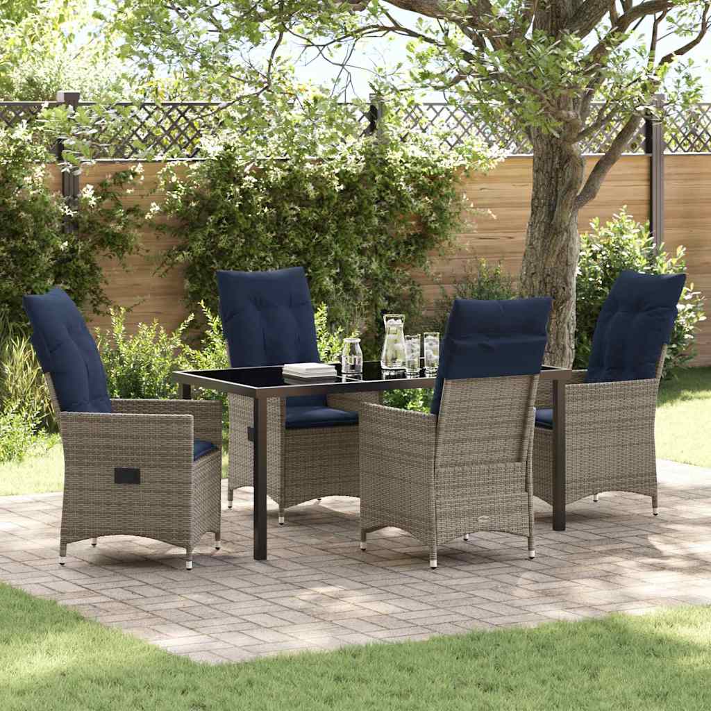 Garten Essgruppe 5 pcs Grau Poly-Rattan