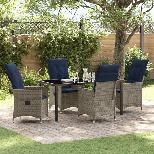 Garten Essgruppe 5 pcs Grau Poly-Rattan