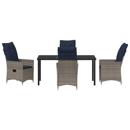 Garten Essgruppe 5 pcs Grau Poly-Rattan
