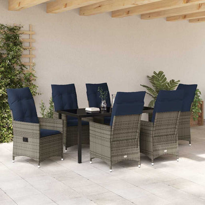 Garten Essgruppe 7 pcs Grau Poly-Rattan