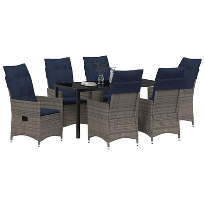 Garten Essgruppe 7 pcs Grau Poly-Rattan