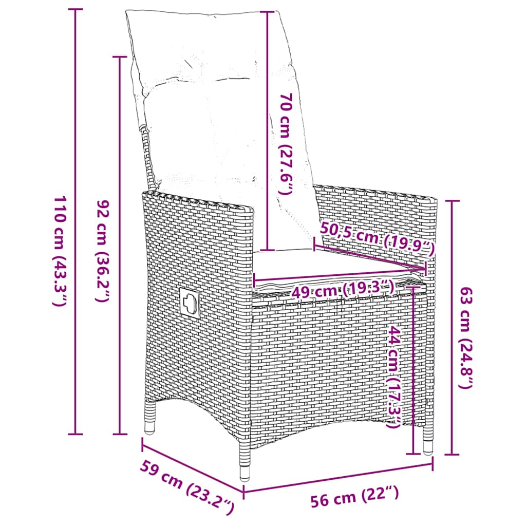 Garten Essgruppe 7 pcs Grau Poly-Rattan