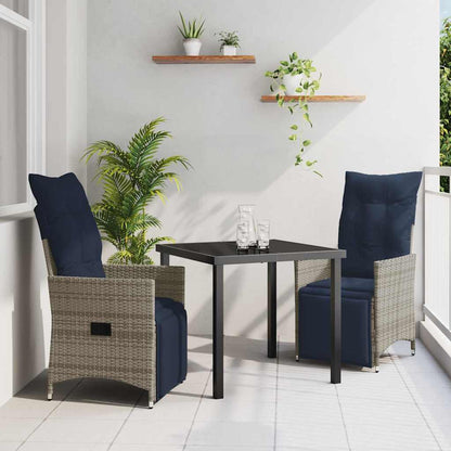 Garten Essgruppe 3 pcs Grau Poly-Rattan