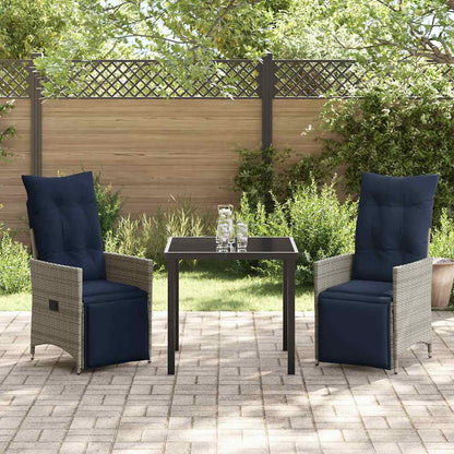 Garten Essgruppe 3 pcs Grau Poly-Rattan