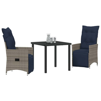 Garten Essgruppe 3 pcs Grau Poly-Rattan
