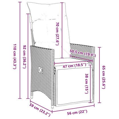 Garten Essgruppe 3 pcs Grau Poly-Rattan