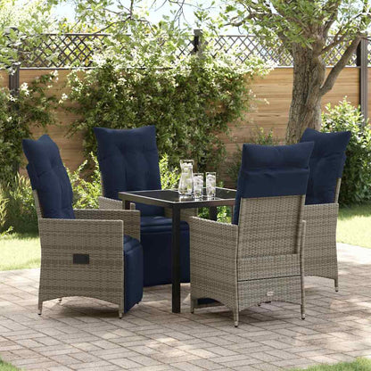 Garten Essgruppe 5 pcs Grau Poly-Rattan