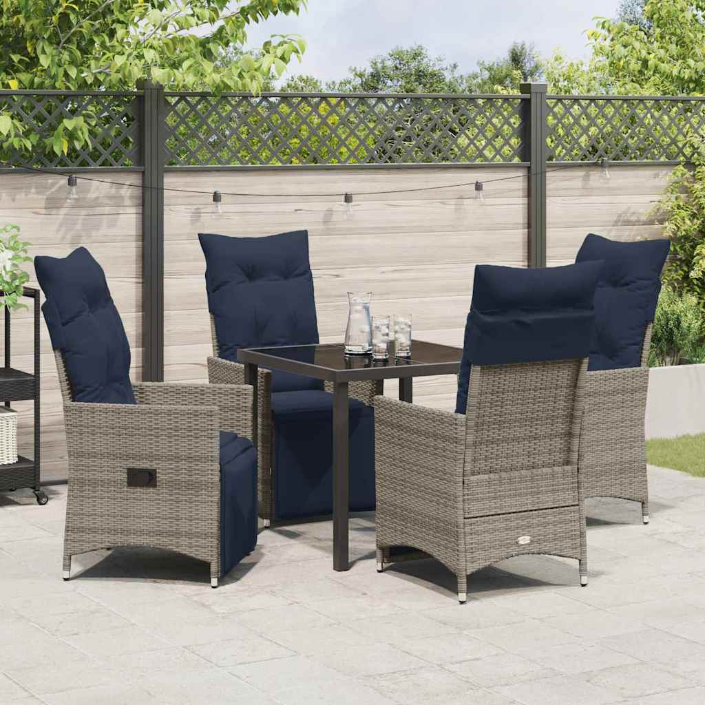 Garten Essgruppe 5 pcs Grau Poly-Rattan