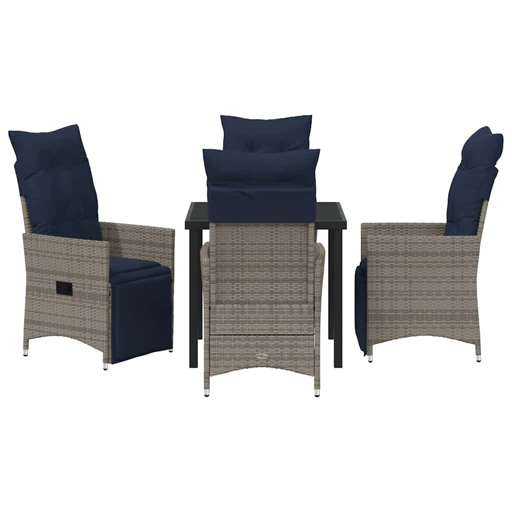 Garten Essgruppe 5 pcs Grau Poly-Rattan