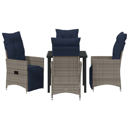 Garten Essgruppe 5 pcs Grau Poly-Rattan