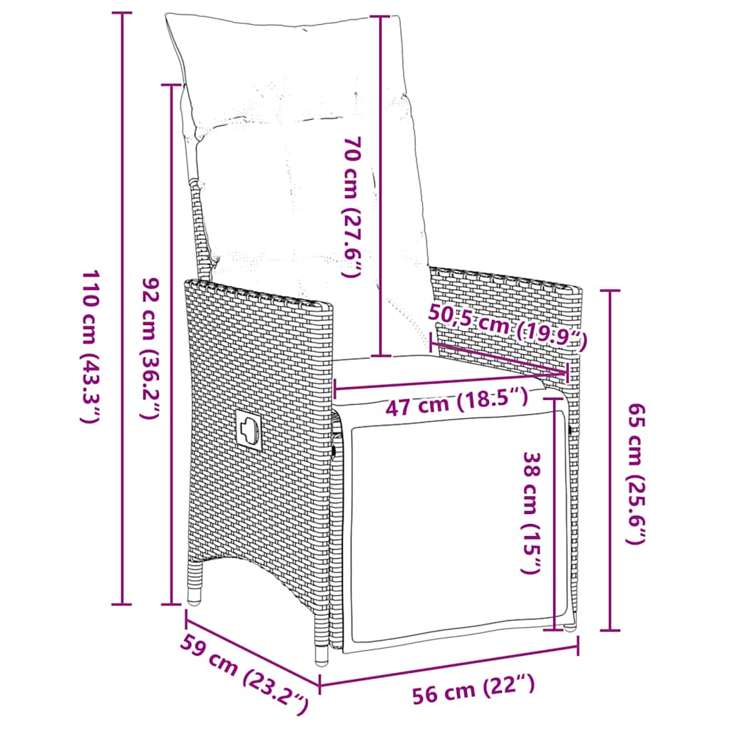Garten Essgruppe 5 pcs Grau Poly-Rattan