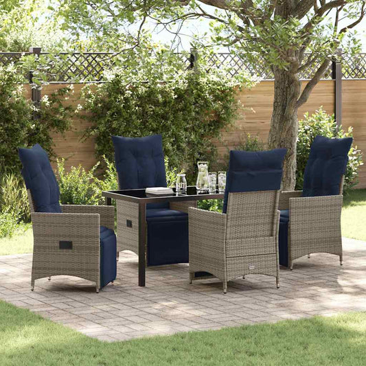 Garten Essgruppe 5 pcs Grau Poly-Rattan