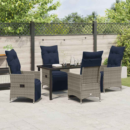 Garten Essgruppe 5 pcs Grau Poly-Rattan