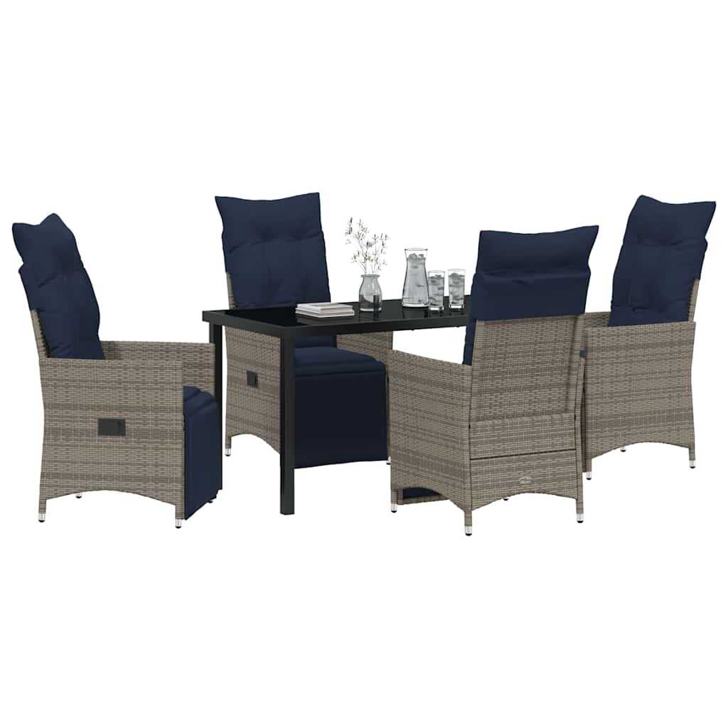 Garten Essgruppe 5 pcs Grau Poly-Rattan