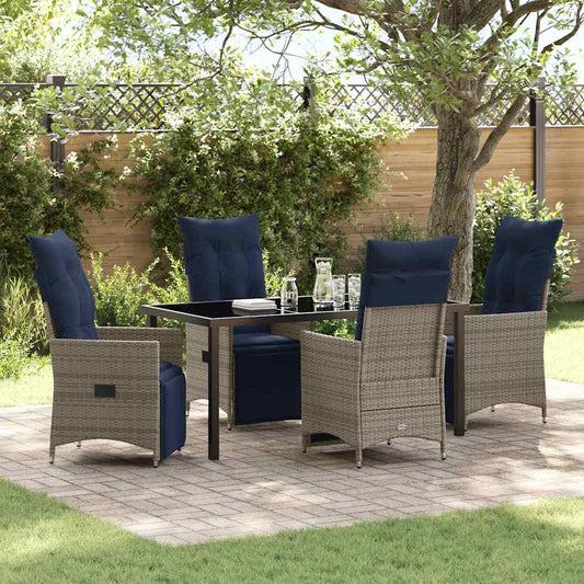 Garten Essgruppe 5 pcs Grau Poly-Rattan