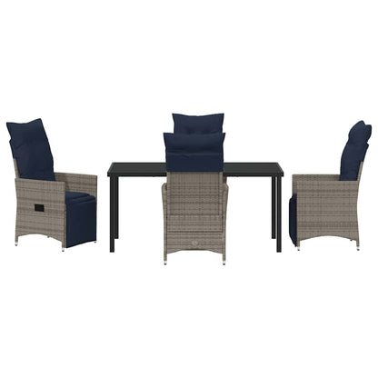 Garten Essgruppe 5 pcs Grau Poly-Rattan