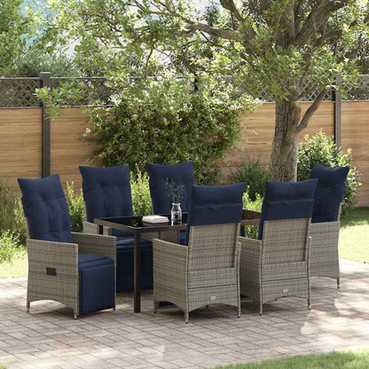 Garten Essgruppe 7 pcs Grau Poly-Rattan