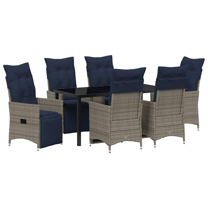 Garten Essgruppe 7 pcs Grau Poly-Rattan