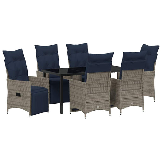 Garten Essgruppe 7 pcs Grau Poly-Rattan