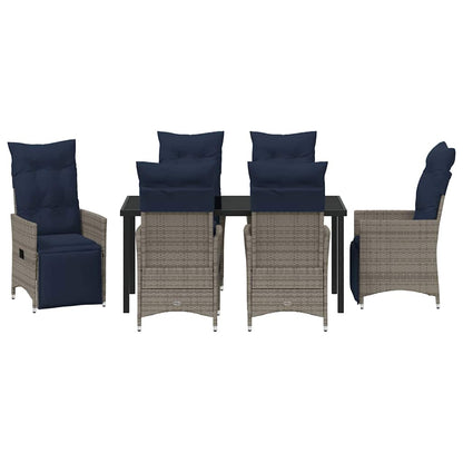 Garten Essgruppe 7 pcs Grau Poly-Rattan