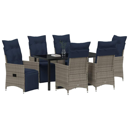 Garten Essgruppe 7 pcs Grau Poly-Rattan