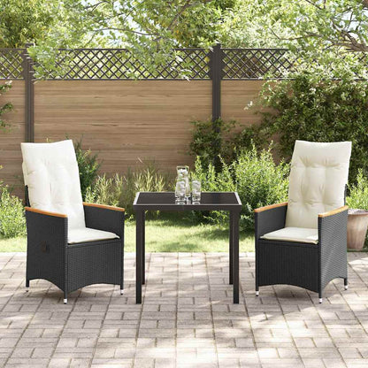 Garten Essgruppe mit Kissen 3 pcs Schwarz Poly Rattan
