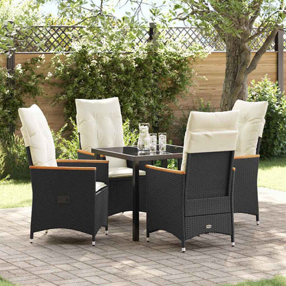 Garten Essgruppe mit Kissen 5 pcs Schwarz Poly Rattan