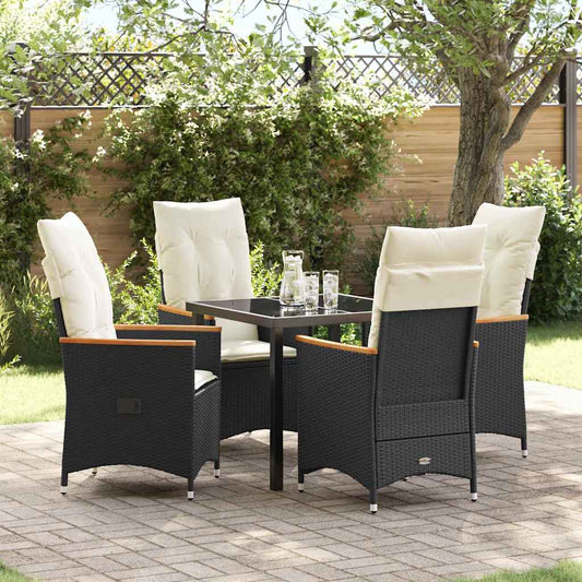 Garten Essgruppe mit Kissen 5 pcs Schwarz Poly Rattan