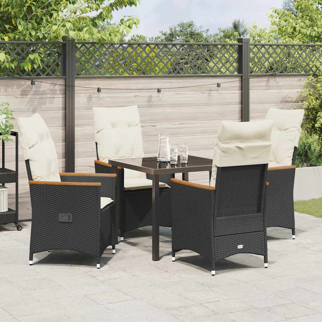 Garten Essgruppe mit Kissen 5 pcs Schwarz Poly Rattan
