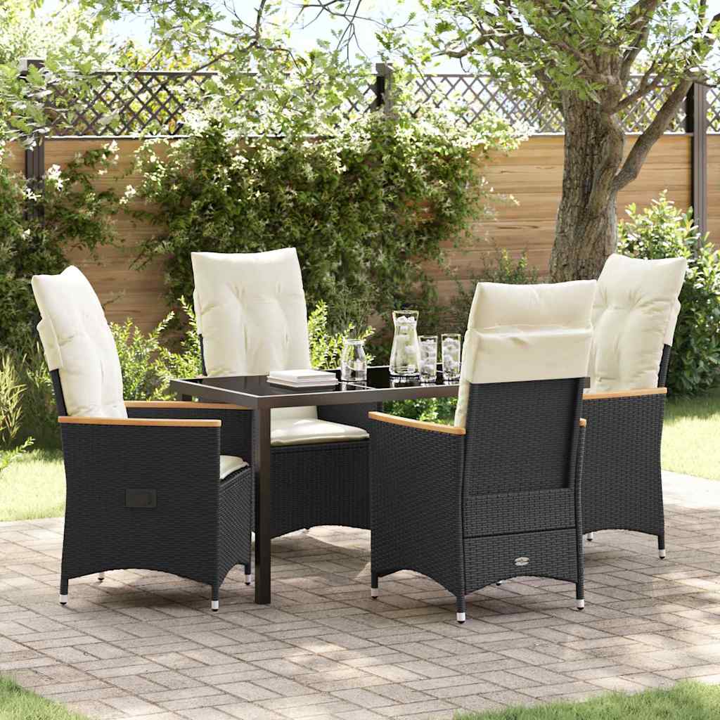 Garten Essgruppe mit Kissen 5 pcs Schwarz Poly Rattan