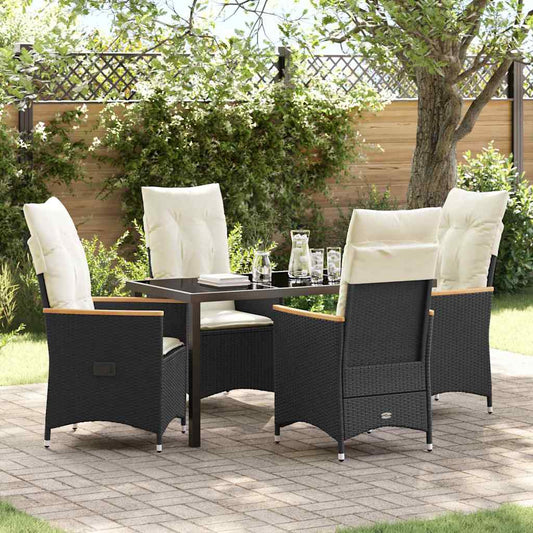 Garten Essgruppe mit Kissen 5 pcs Schwarz Poly Rattan