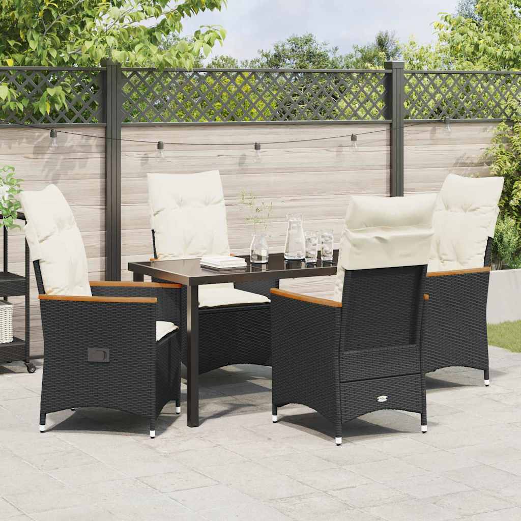 Garten Essgruppe mit Kissen 5 pcs Schwarz Poly Rattan