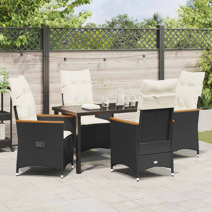 Garten Essgruppe mit Kissen 5 pcs Schwarz Poly Rattan