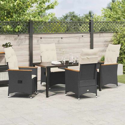Garten Essgruppe mit Kissen 5 pcs Schwarz Poly Rattan