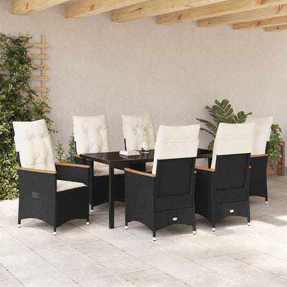 Garten Essgruppe mit Kissen 7 pcs Schwarz Poly Rattan