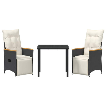 Garten Essgruppe mit Kissen 3 pcs Schwarz Poly Rattan