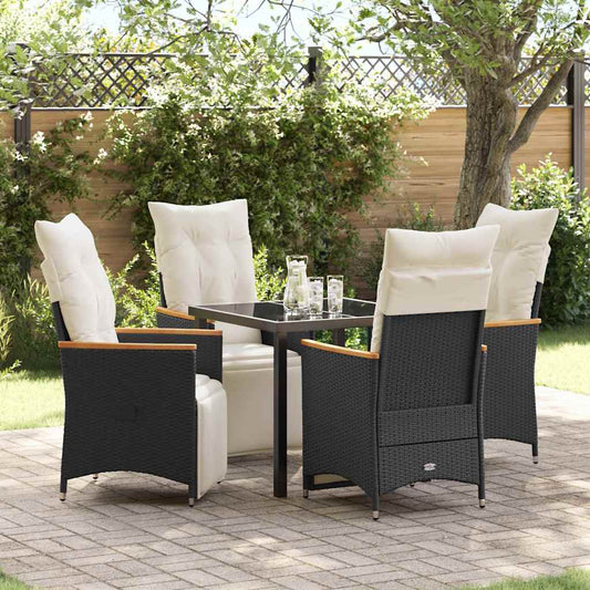 Garten Essgruppe mit Kissen 5 pcs Schwarz Poly Rattan